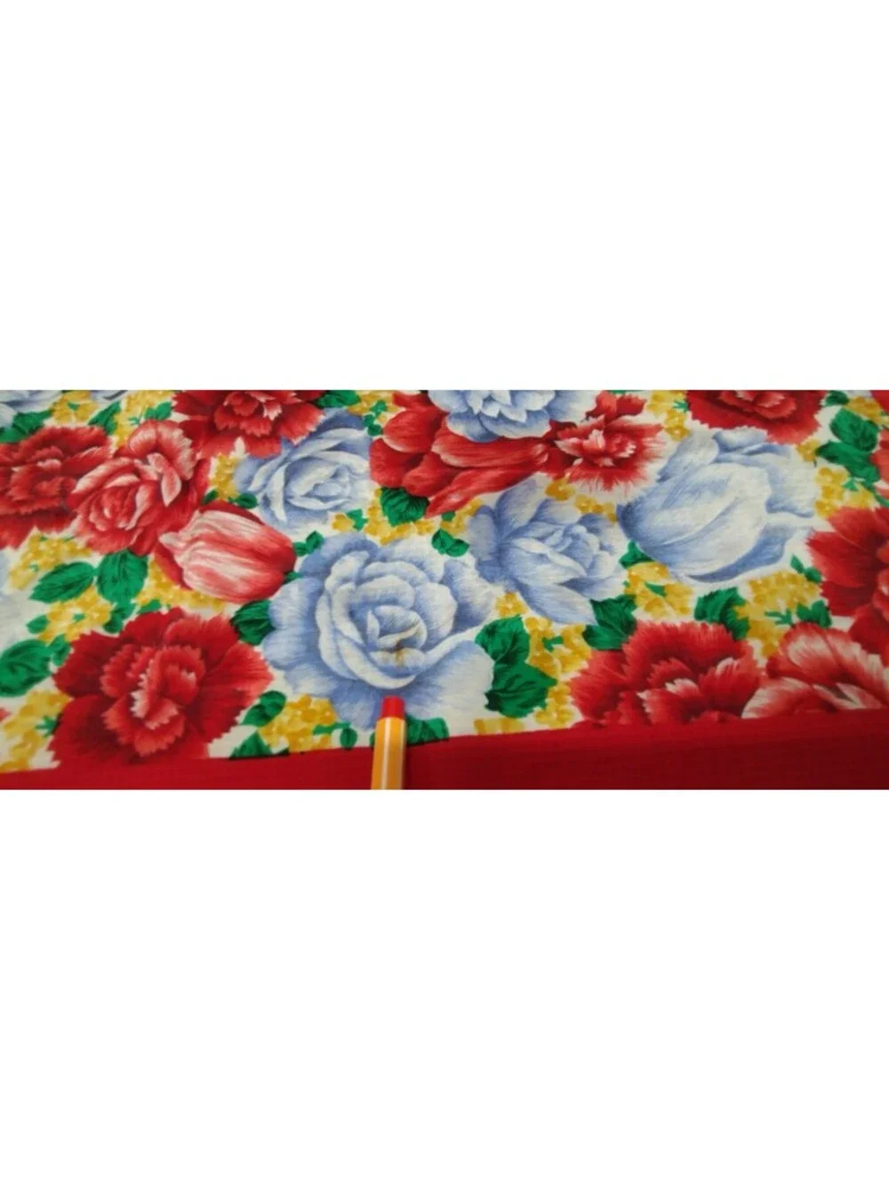 Vintage 100% Pure Silk Scarf Roses Periwinkle Red Tulips Florals Chinese Silk